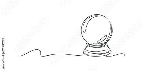 Crystal ball on stand with swirling line
