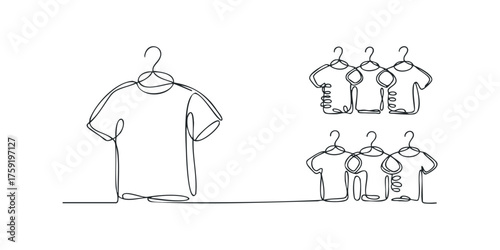 T-shirt collection on hangers