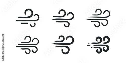 Six Stylized Wind Icons Isolated on White Background