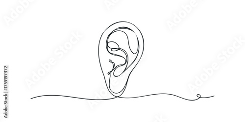 Single continuous line drawing of a human ear