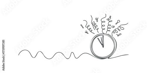 Minimalist Clock Face with Abstract Swirls and Waves