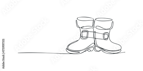 One Line Drawing of Pair of Boots