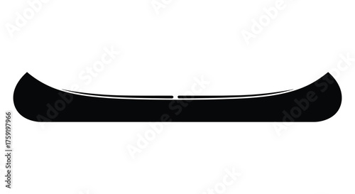 Simple black silhouette of a canoe seen from above on a white background representing water travel and adventure silhouette