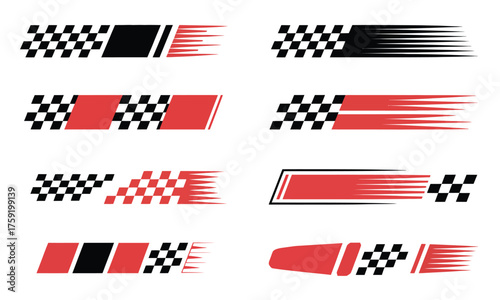 Sports Car Racing Stripe Designs,  Vector collection of abstract geometric speed lines, dynamic patterns, and tuning decals, perfect for car wraps, motorsport branding, and automotive graphics project