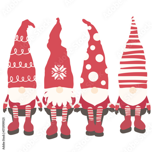 クリスマス用の北欧の妖精トムテを座らせることができる影付きベクターイラスト