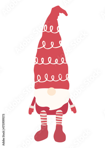 クリスマス用の北欧の妖精トムテを座らせることができるベクターイラスト