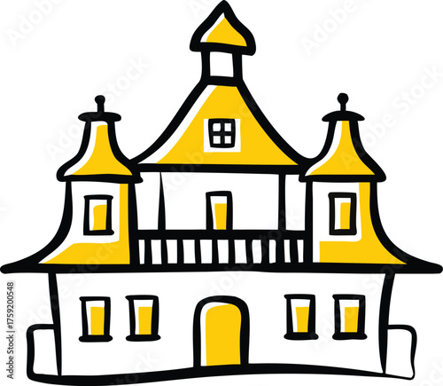 elegant victorian estate with turret  balcony  and.eps