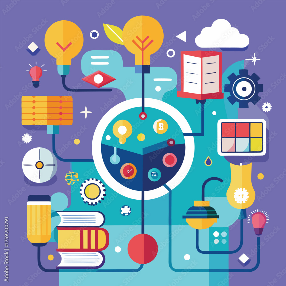 Obraz premium flat vector concept of abstract knowledge flow.eps