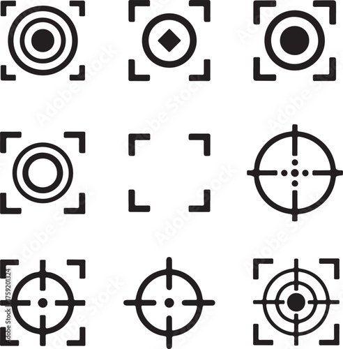 Target and Focus Icon Set Crosshair Reticle and Aiming Symbols for Precision
