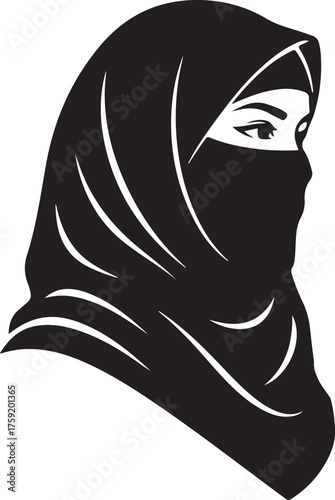 Veiled Woman Illustration Niqab Burqa and Hijab Symbol for Islamic Culture & Modesty