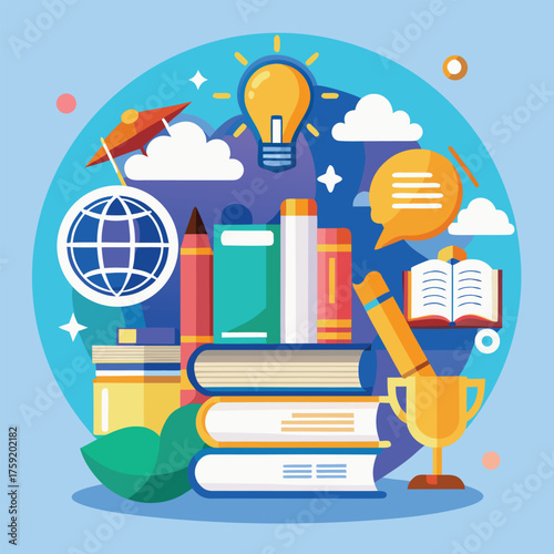keywords  book  icons  knowledge  learning  flat  .eps