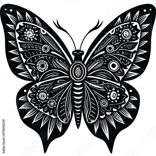 keywords  linocut  butterfly  vintage  handmade  t.eps