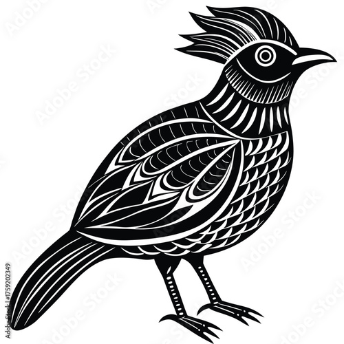 keywords  linocut  bird  vintage  tribal  handmade.eps