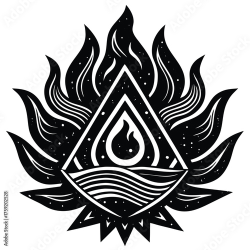 keywords  linocut  flame  fire  abstract  tribal  .eps