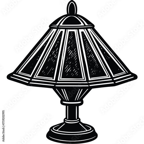 lamp linocut textured vintage art .eps