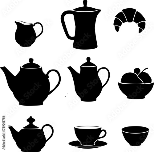 Kitchen Silhouettes for Breakfast Drinkware and Foodware