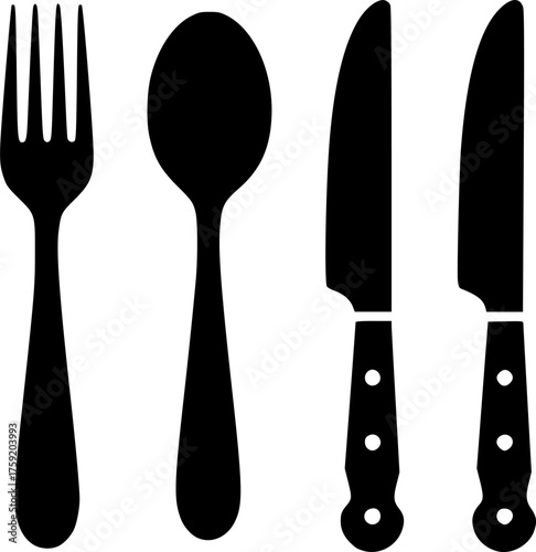 Kitchen Utensils Dining Silhouettes