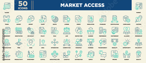Market Access Icon Sheet Line Blue Illustration
