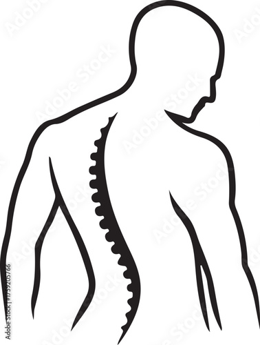 Vector art of human spine icon, scoliosis concept
