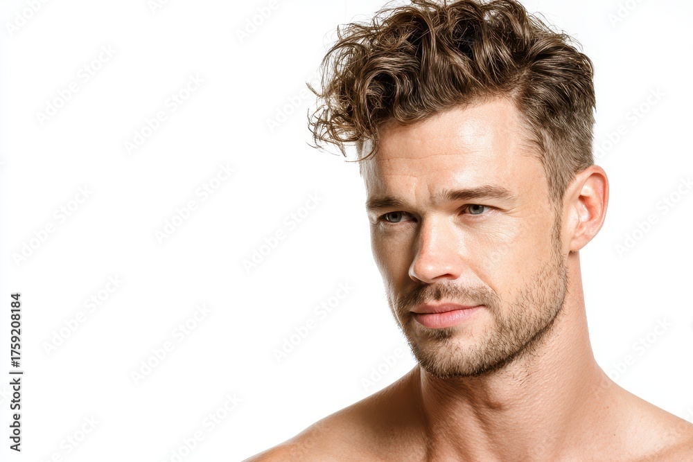 Obraz premium Image of attractive male model on white backdrop