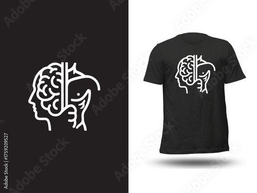 Mind and Body Connection I  Minimal Line Art T-Shirt Design