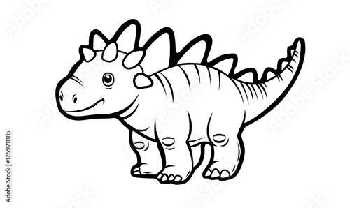 Cute dinosaur coloring page for kids - simple stegosaurus outline.
