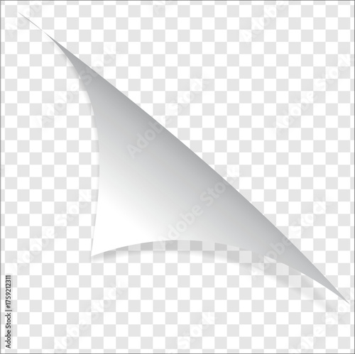 Realistic Page Curl Corner with Shadow on Transparent Background