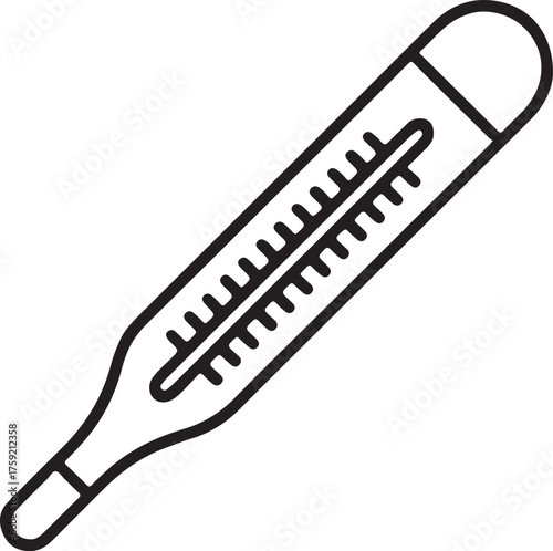 Simple line art illustration of a classic mercury thermometer for measuring temperature