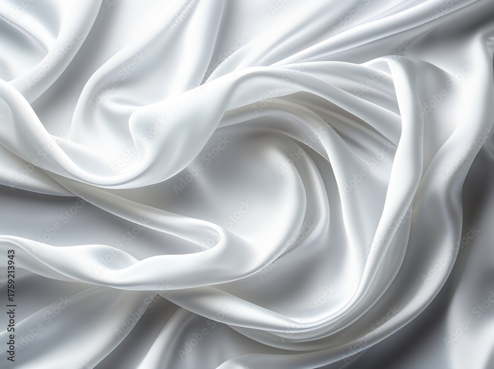Obraz premium White satin fabric with soft folds and elegant shiny texture