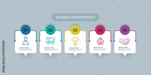 Modern Business infographic design template with 5 options