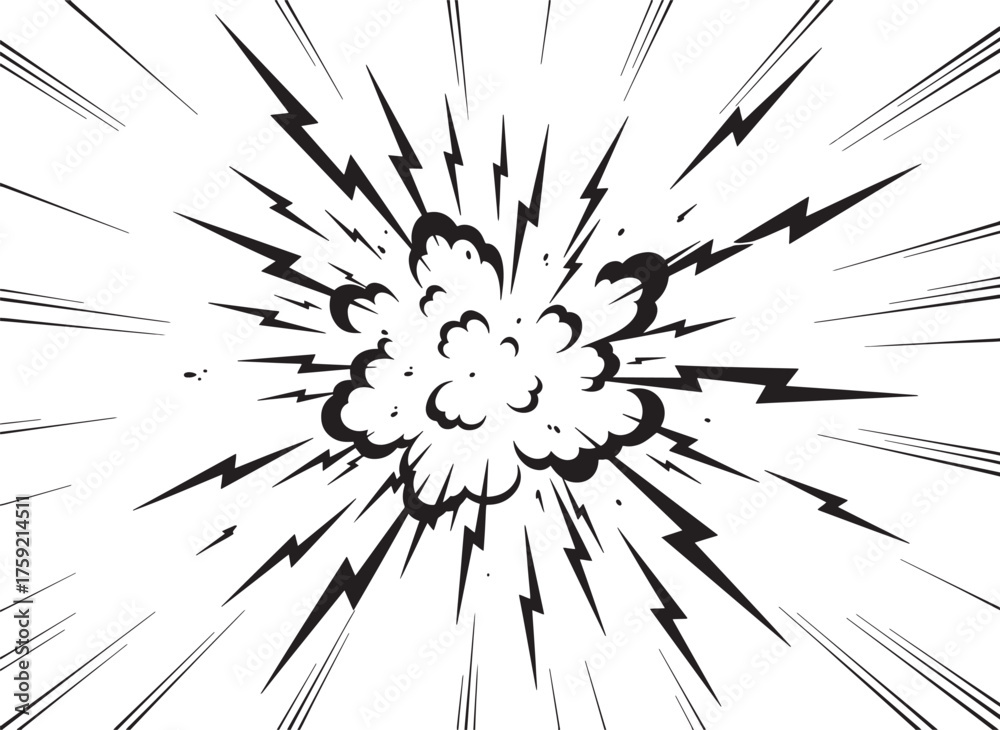 Obraz premium smoke and lightning line art explosion explode smoke effect and lightning