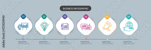 Modern Business infographic design template with 6 options