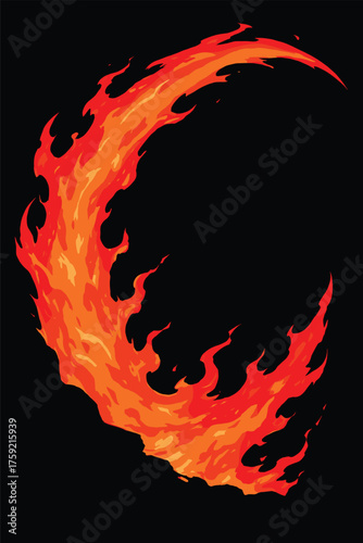 circular blazing flame fire eksplosion vector, fire eksplosion anime effect	
