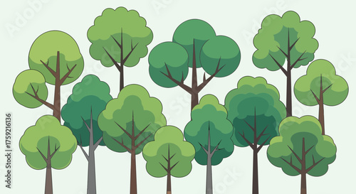 Group of green trees illustration, forest landscape