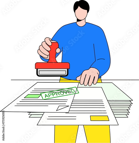 authenticating success an expert confirms agreements, officially stamping important business documents