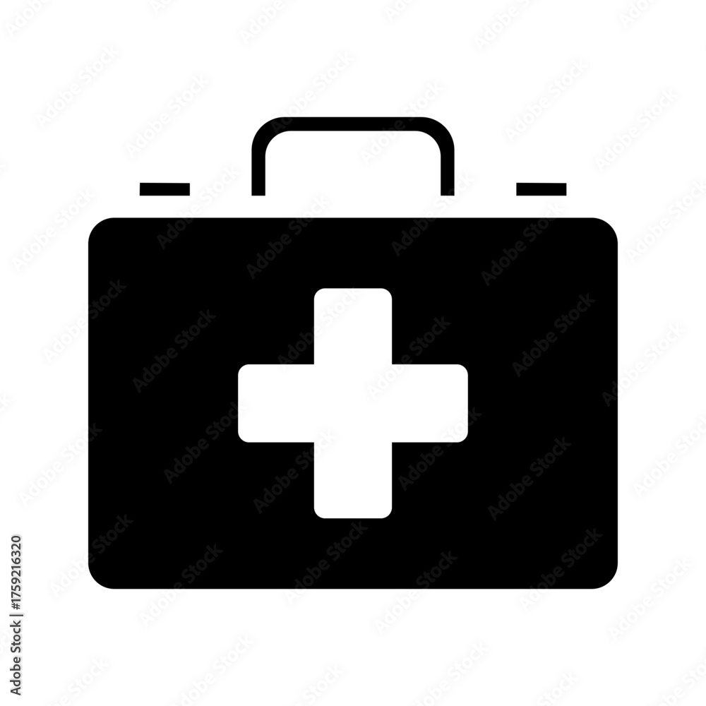 Obraz premium First aid kit Glyph Icon symbolizing safety and health care tools.