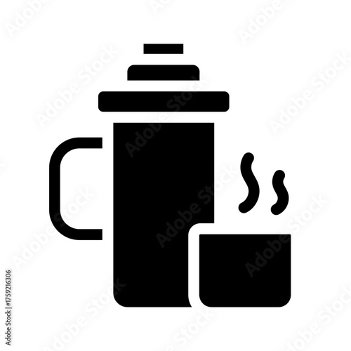 Thermos Glyph Icon for keeping beverages warm during camping.