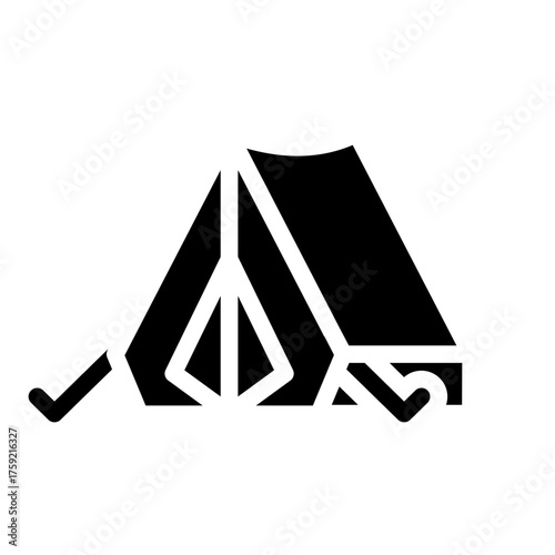Tent Glyph Icon representing shelter for outdoor adventure.