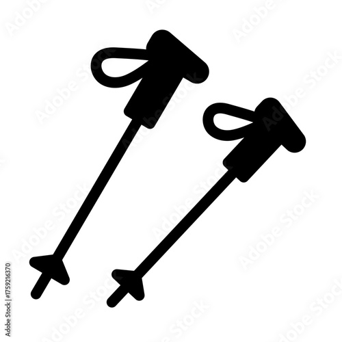 Trekking poles Glyph Icon symbolizing balance and support during hike.