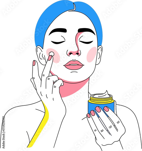 personal renewal woman applies cream, cultivating skins inner glow