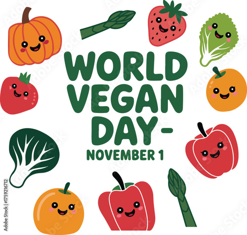 World Vegan Day Poster November 1 Plant Based Celebration Art
