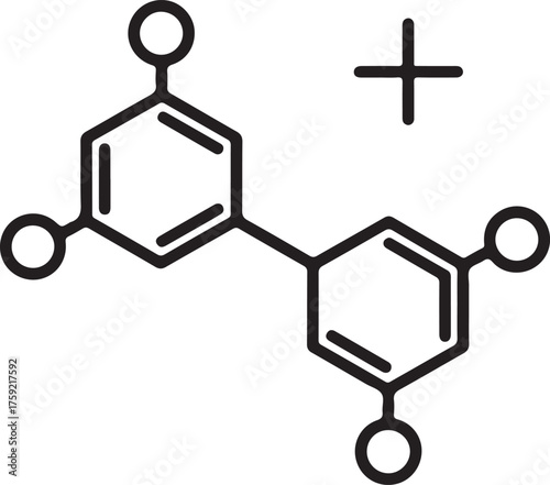 Chemical structure of a biphenyl derivative with hydroxyl groups and a positive charge