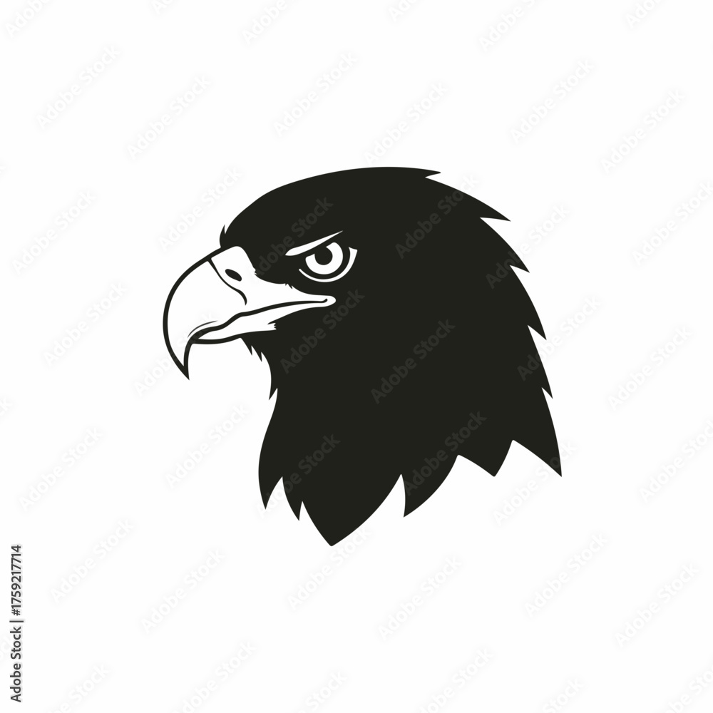 Fototapeta premium Minimalist Black and White Eagle Head Profile Graphic Illustration Animal