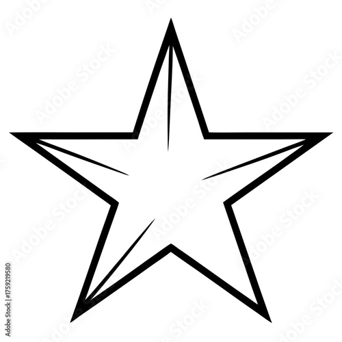 Bold black outline five pointed star shape with internal lines