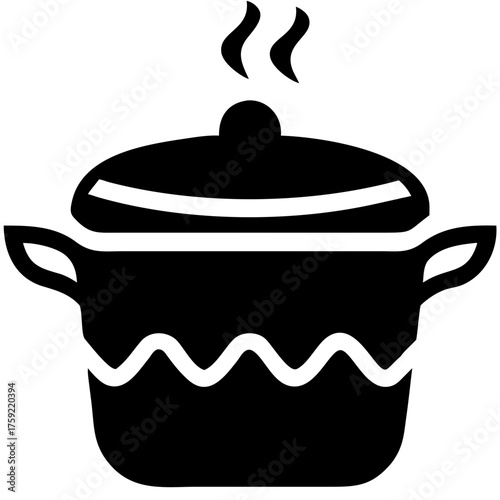 Steaming pot icon brings culinary delight, perfect for recipes and food blogs, add a touch of warmth to any project with this charming symbol