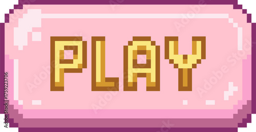 pixel illustration of pink game play button