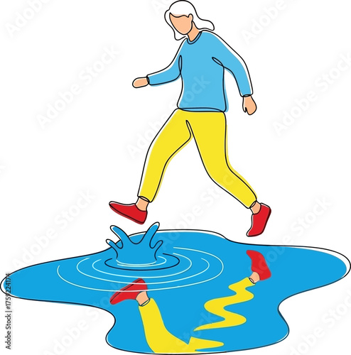 leaping forward embracing lifes joyful splashes, reflecting unexpected new adventures