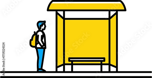 next stop patient urbanite stands ready for city transportation journey ahead