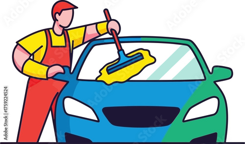 dedicated hands renew vehicles shine professional auto care service illustration