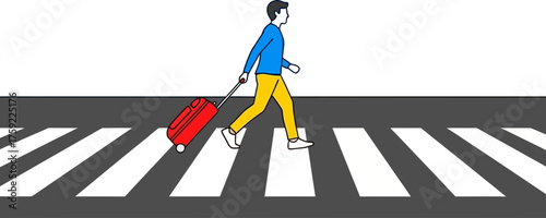 red luggage companion new horizons await on a bold urban path